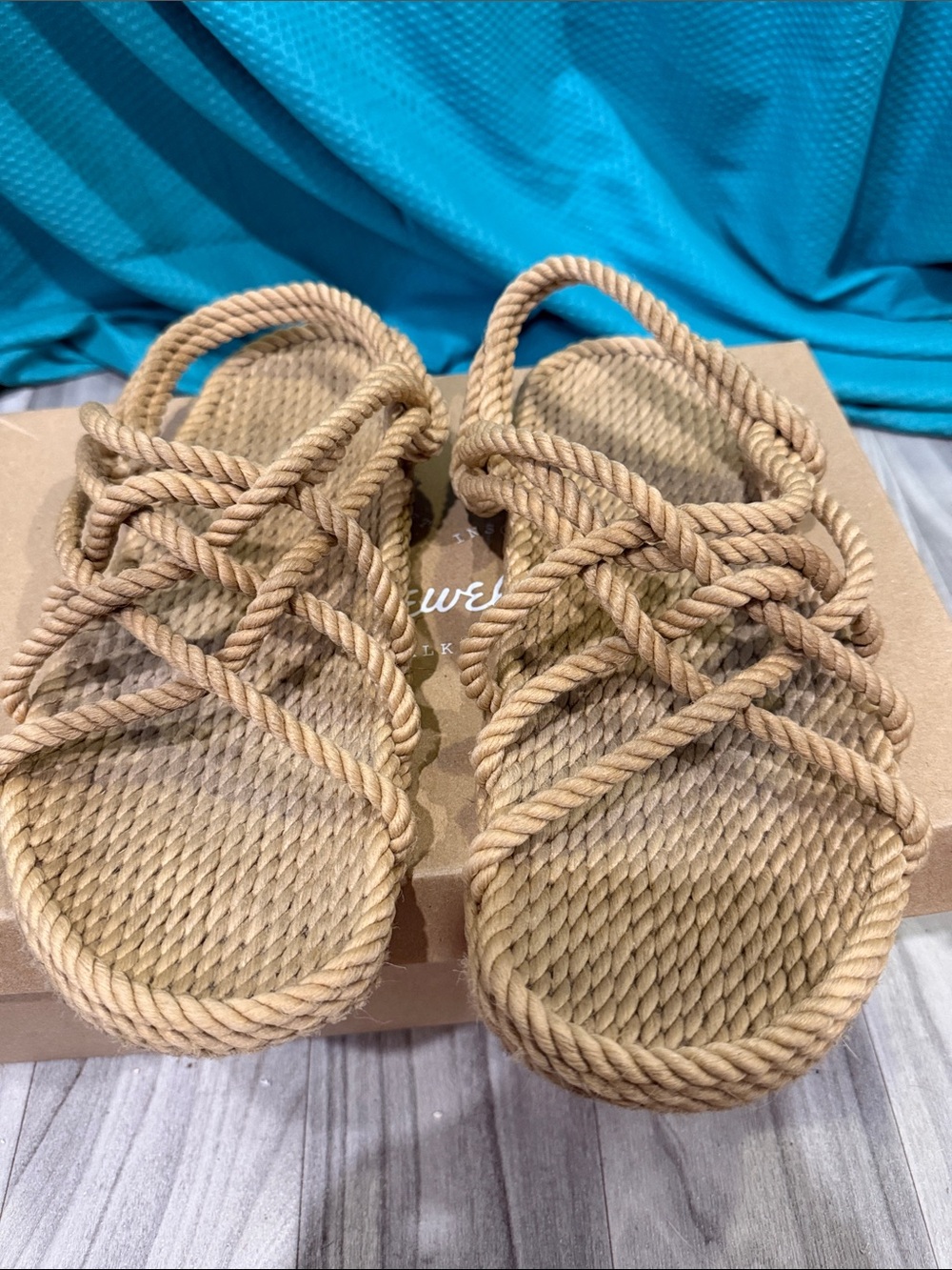 Mens Rope Sandals in Natural Tan